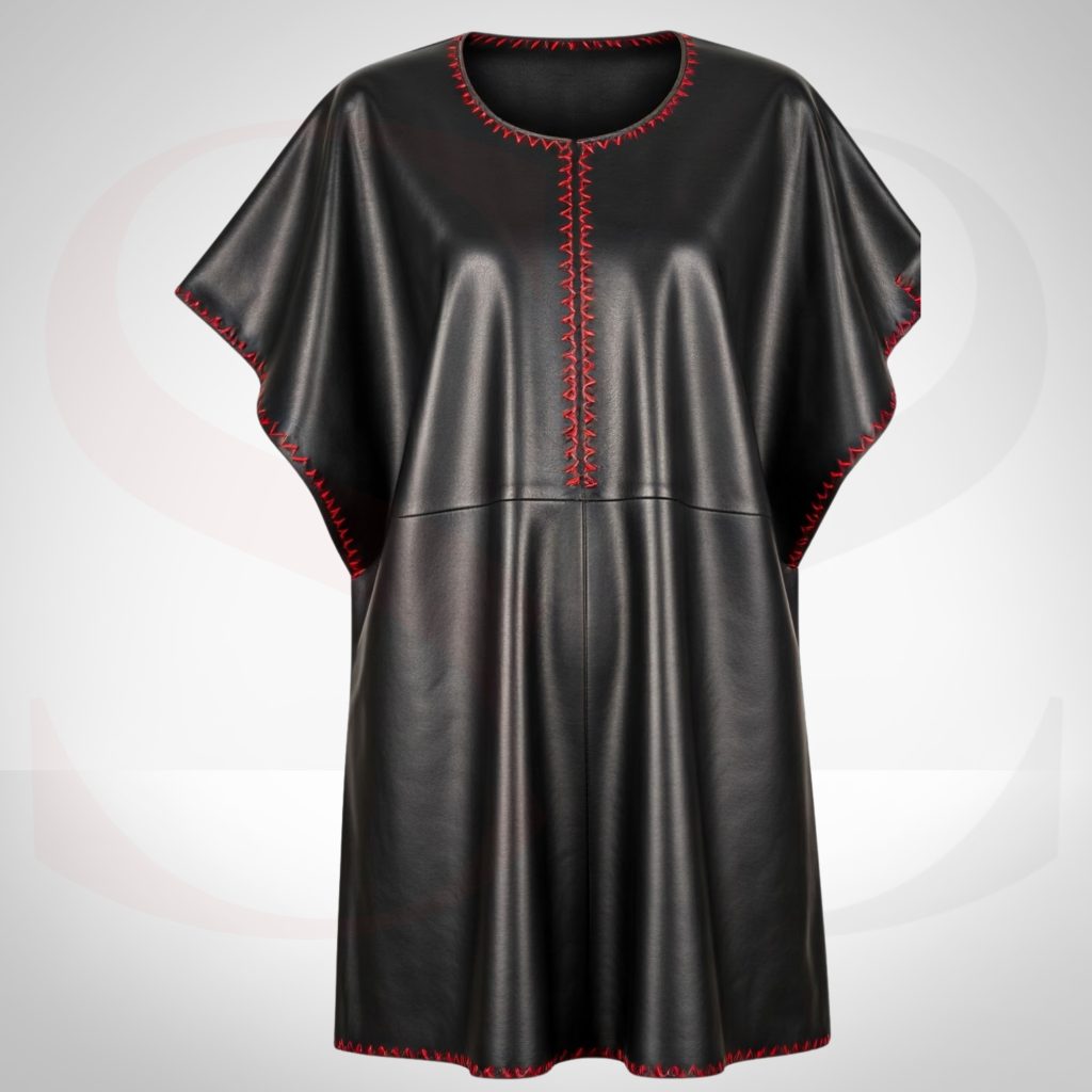 Effortlessly Stylish Black Kaftan With Red Stitch