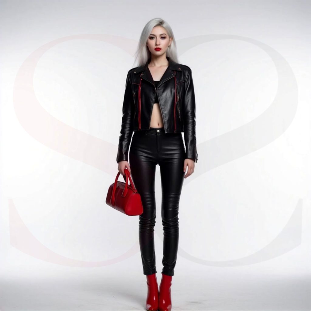 Leather Biker Jacket With Trousers