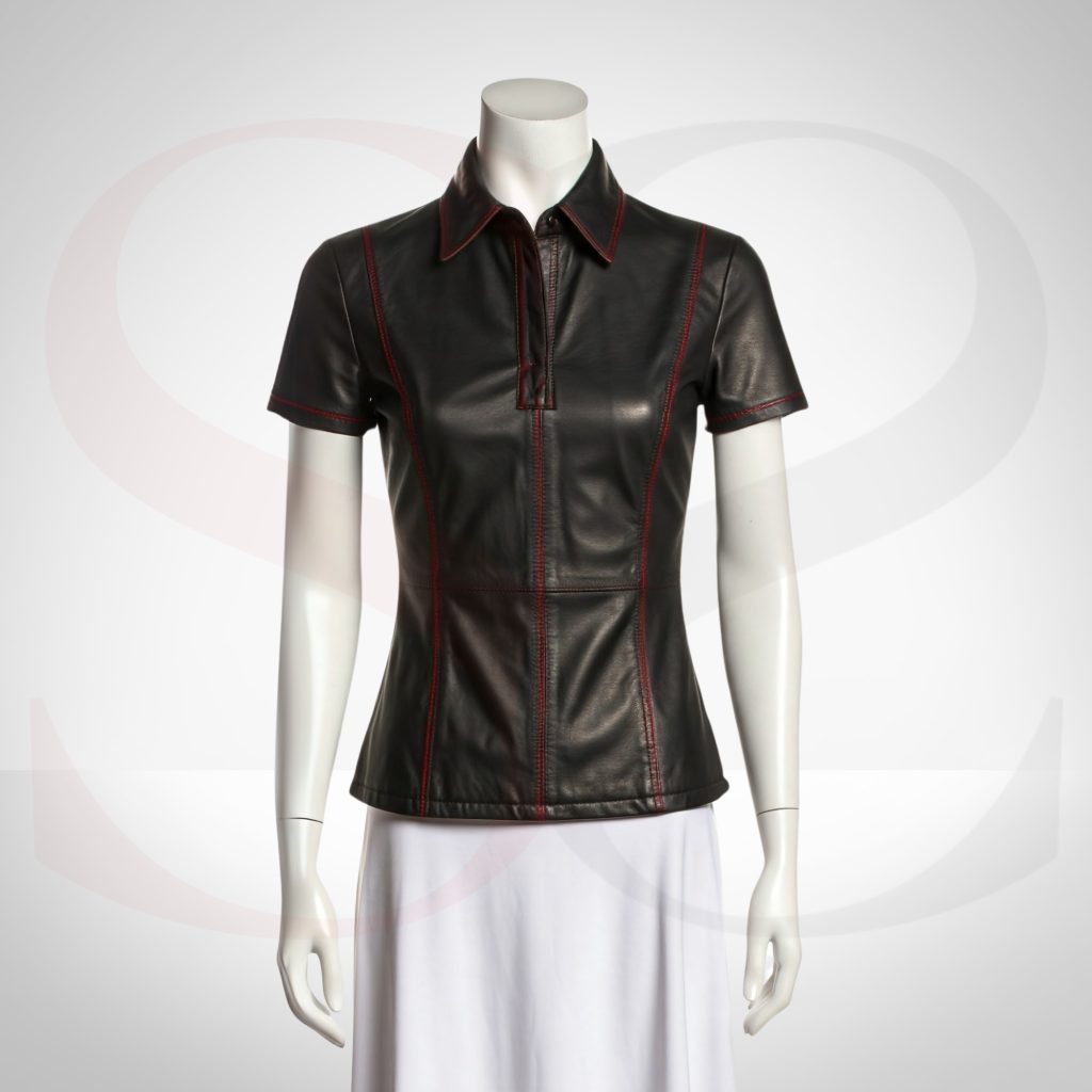 Night-Out Look Polo Style Shirt With Red Stitch