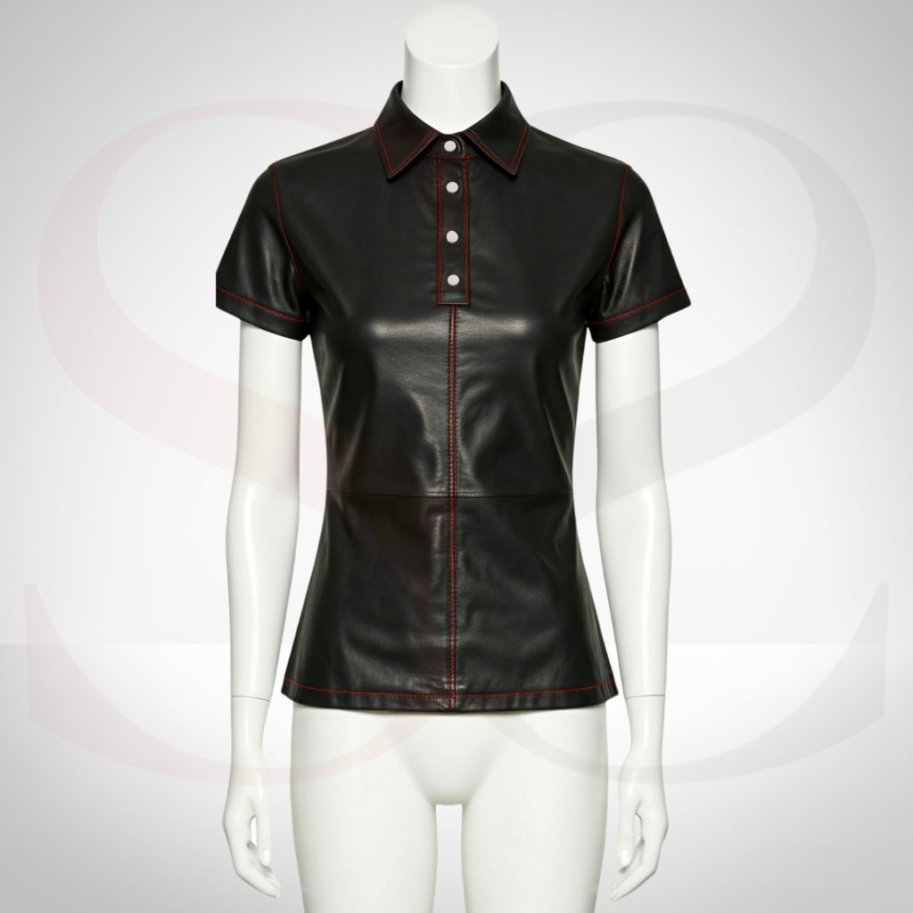 Street-Ready Look Collar Polo Shirt With Red Stitch