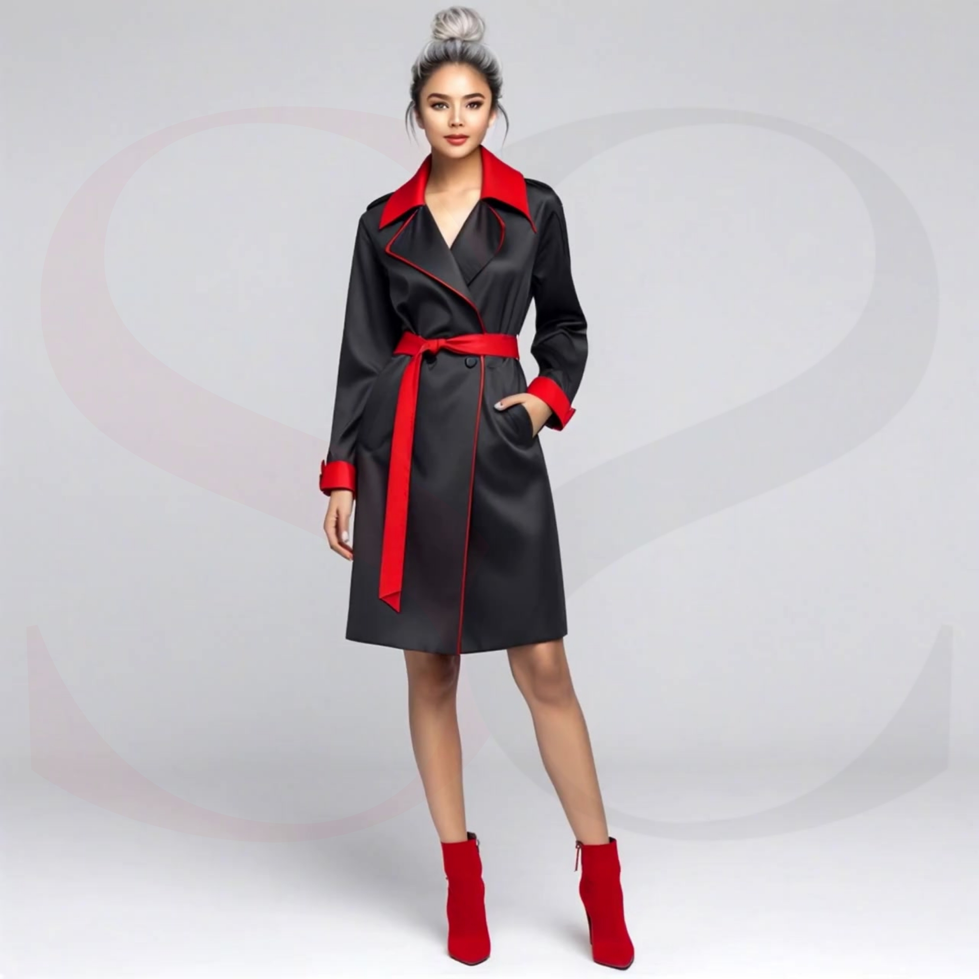 Revolutionize Your Wardrobe with the Black and Red Leather Trench Coat