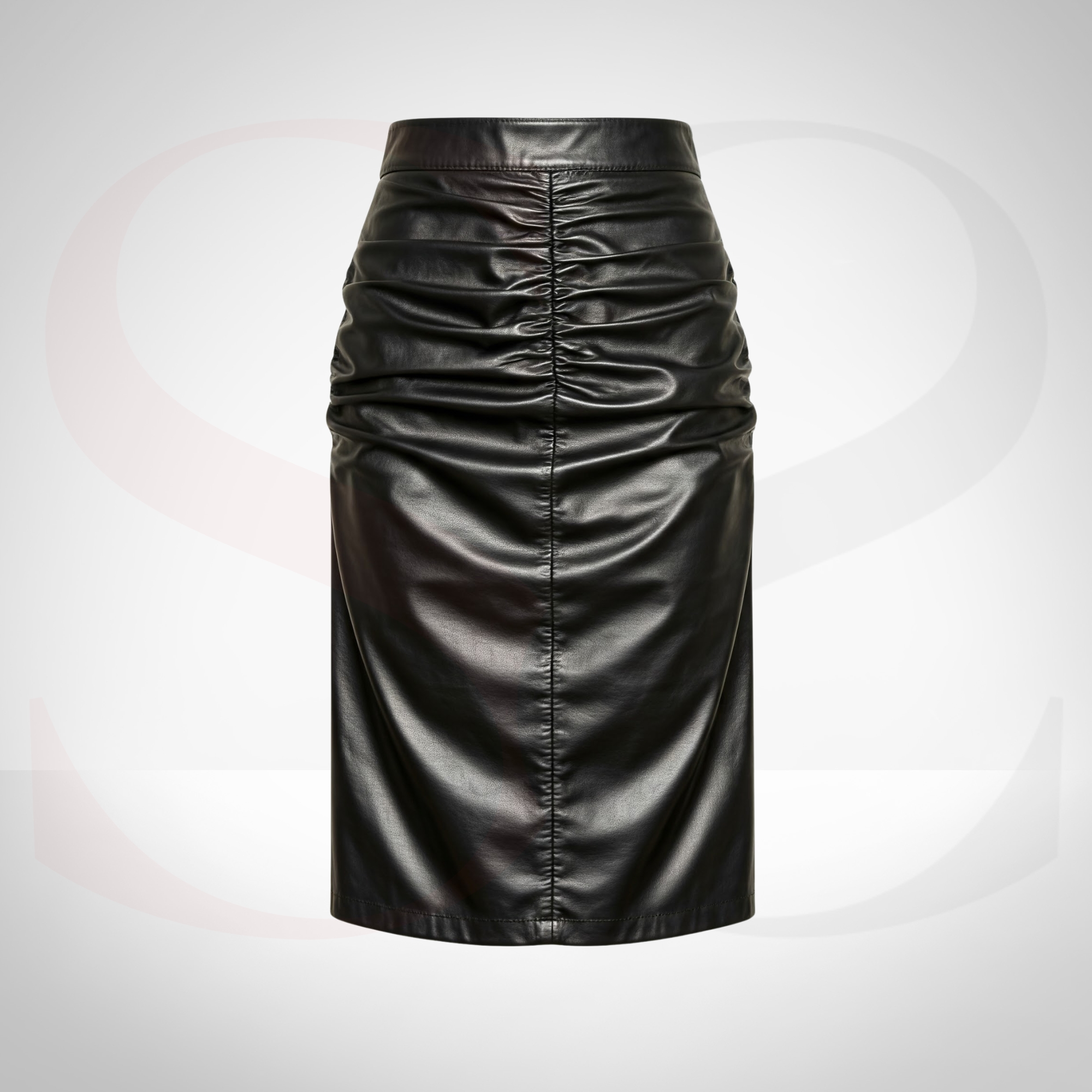 Refresh Your Look with the Must-Have Leather Ruched Midi Skirt