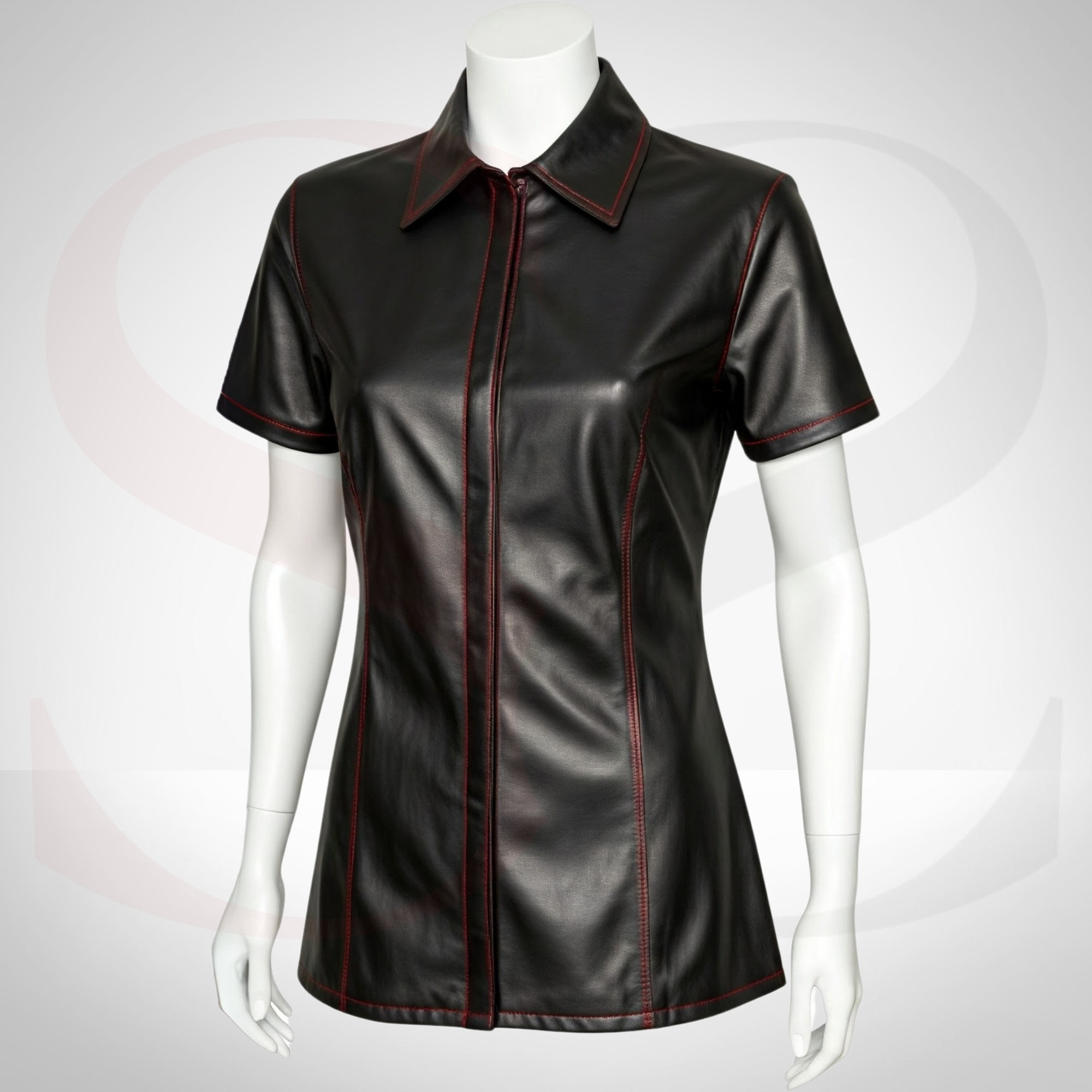 Express Your Bold Side with Black Leather Short Sleeve Button Up