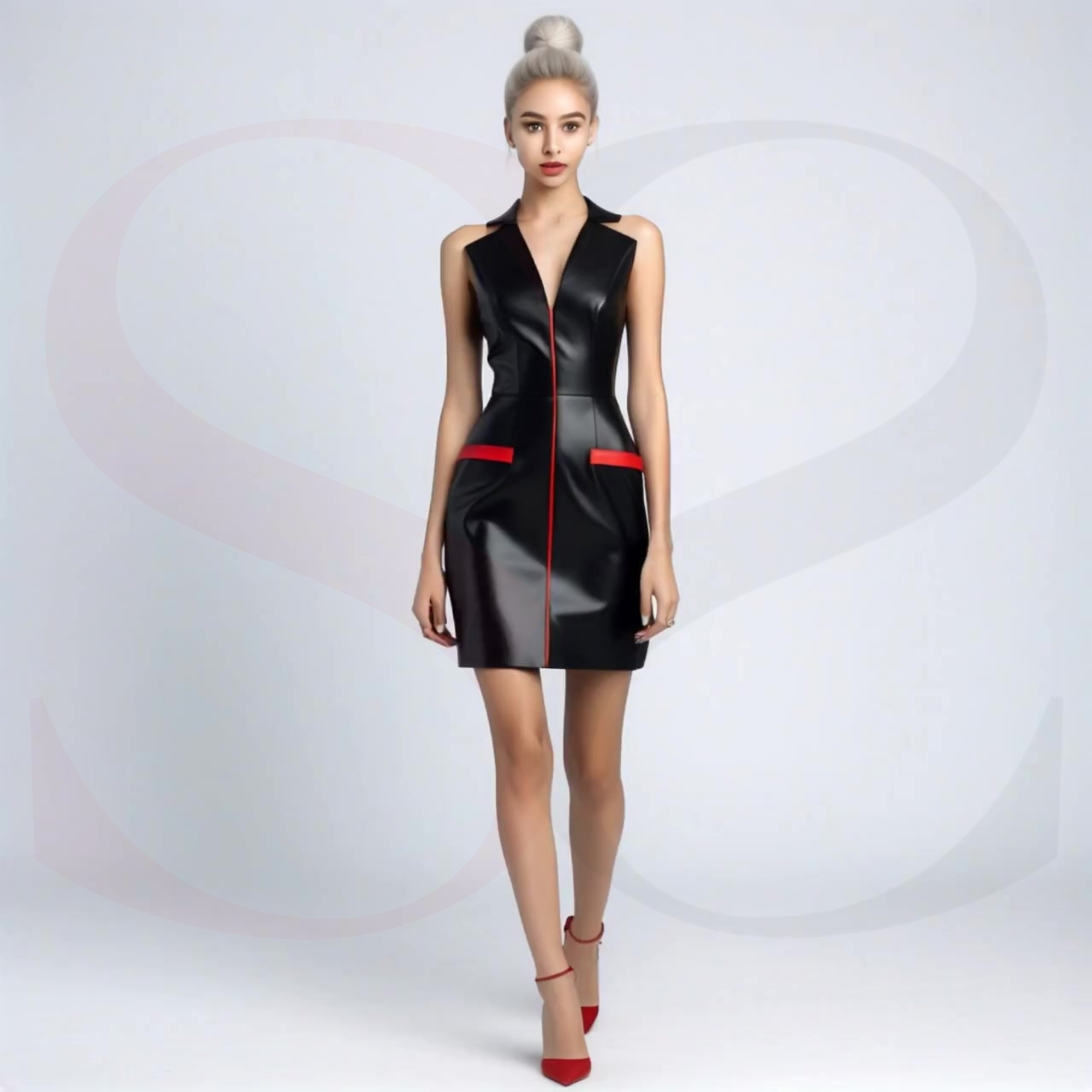 Radiate Power and Style in the Luxury Leather Mini Black Dress