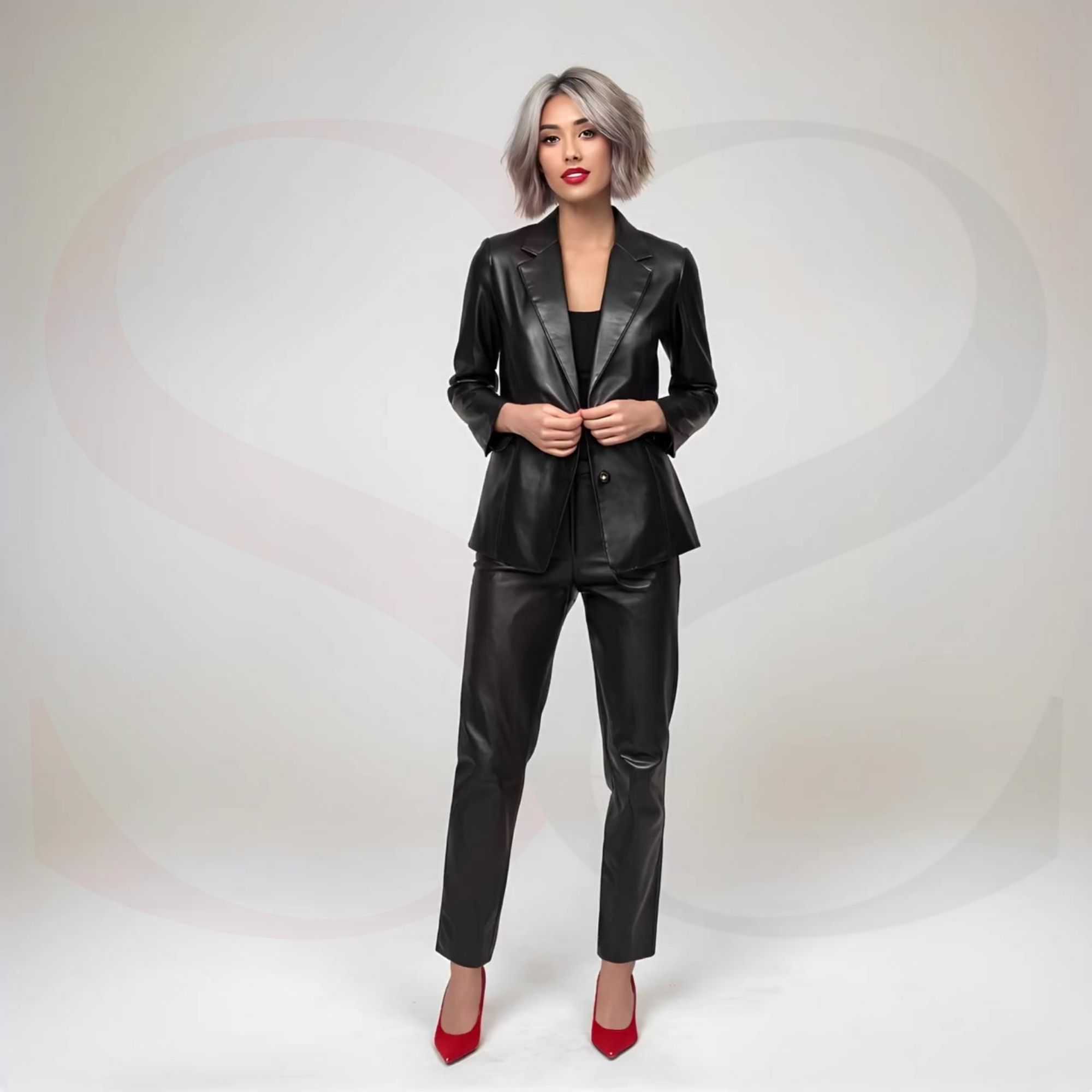 Capture Sleek Sophistication In This Black Leather Blazer Women