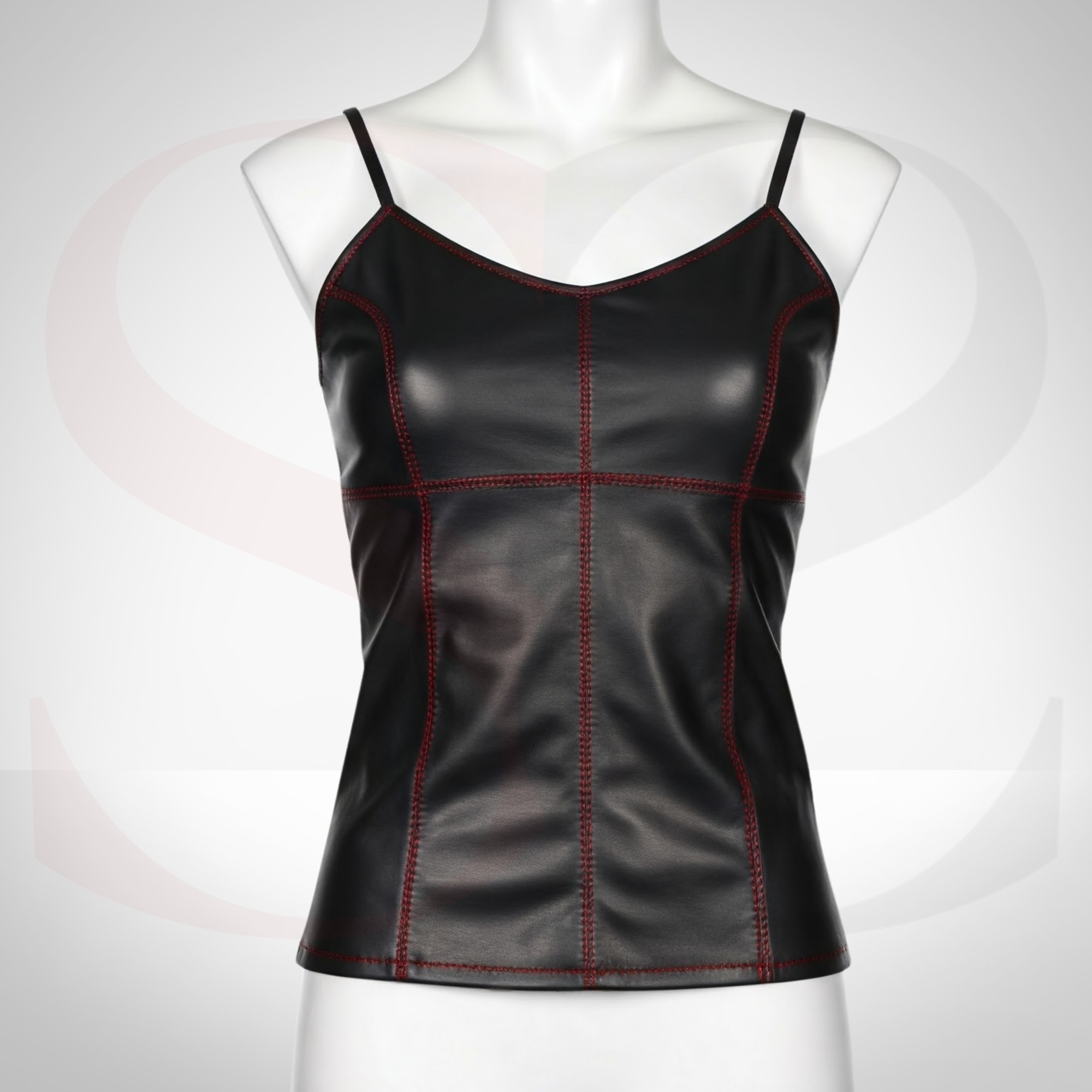 Balance Elegance and Edginess With This Black Leather Womens Cami Top