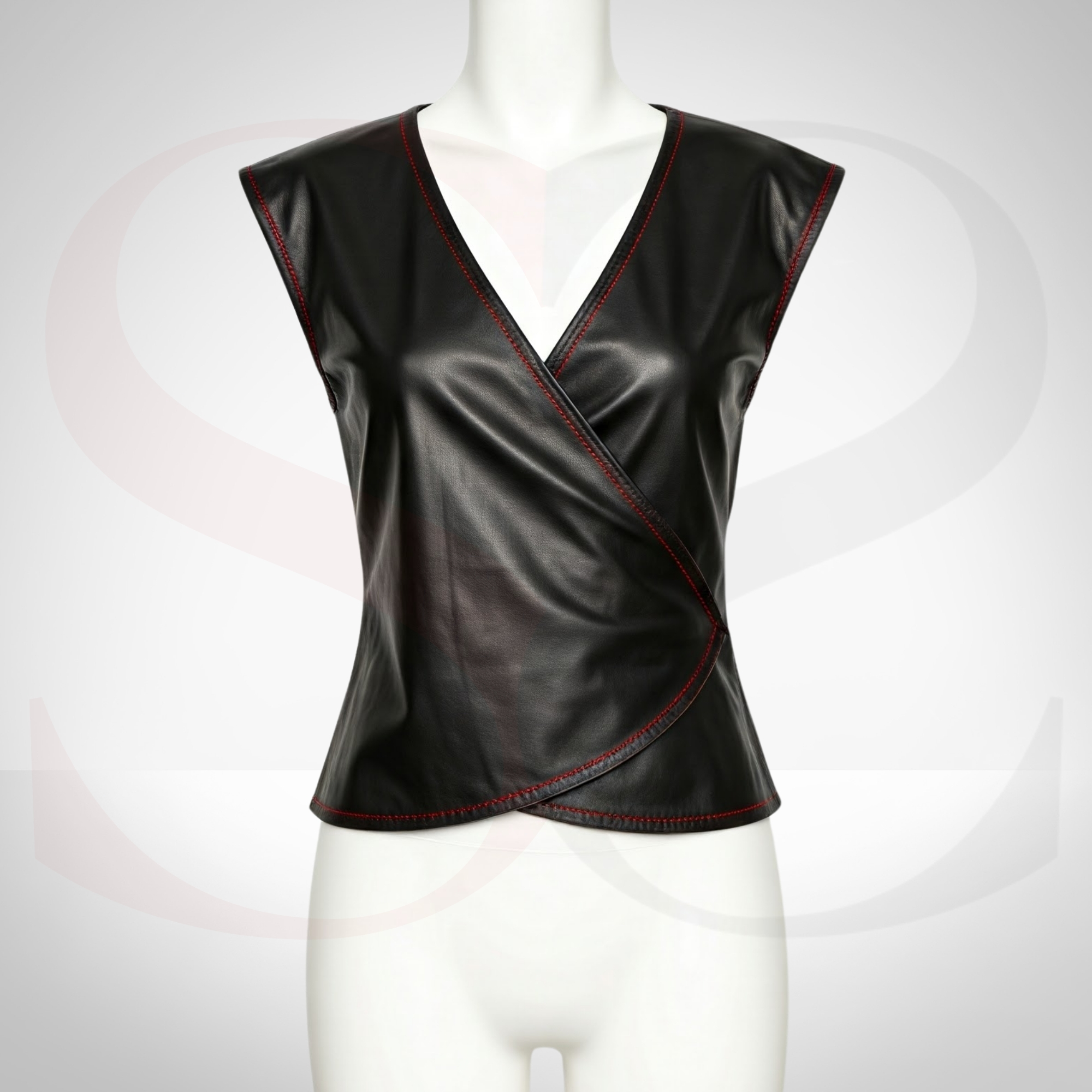 Merge Confidence and Comfort With This Black Leather Wrap Top