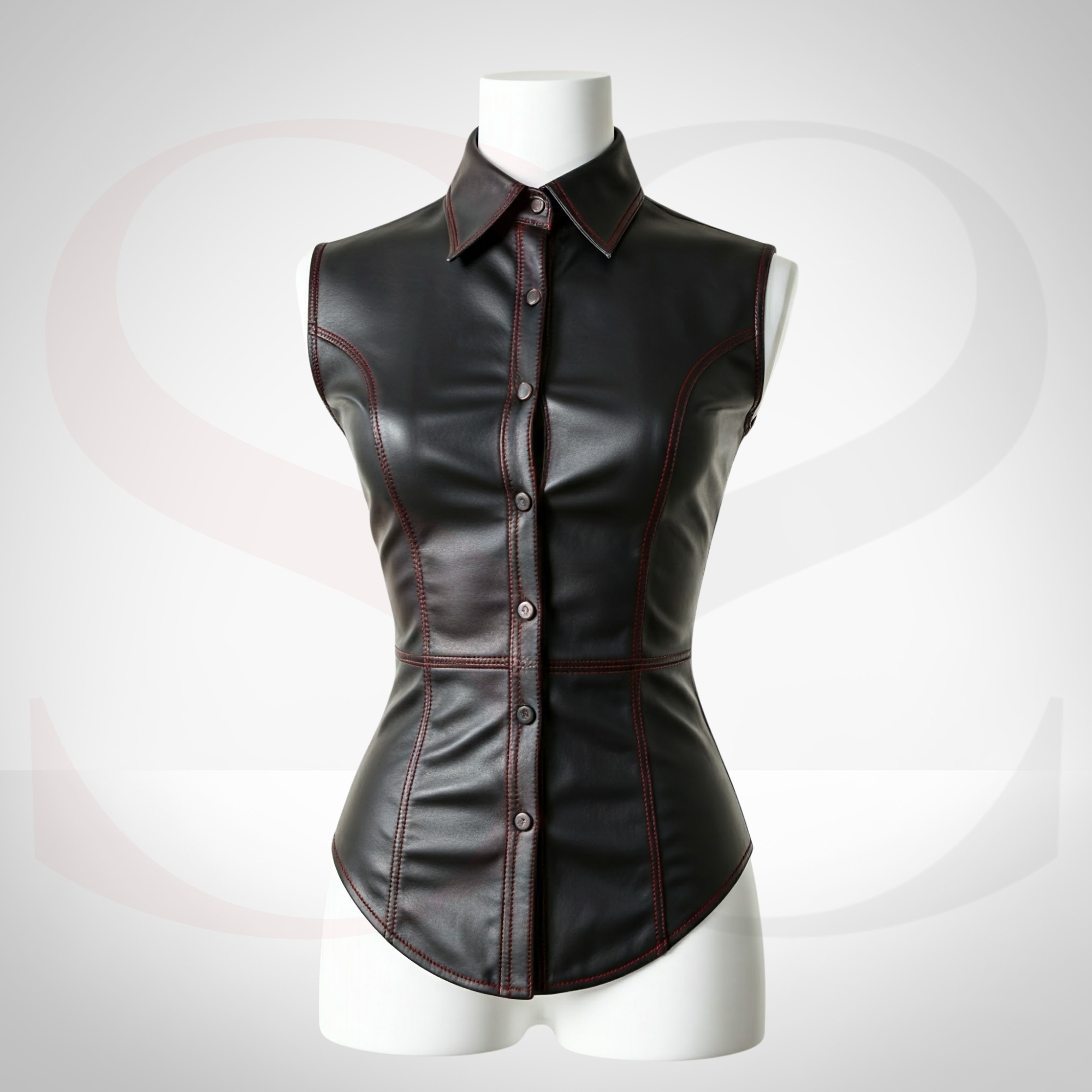 Glide Into High-Impact Fashion With This Luxury Sleeveless Leather Shirt