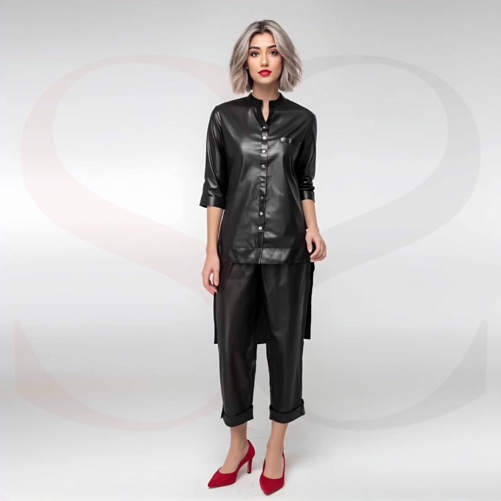 Stylish Leather Two Piece Set Outfit