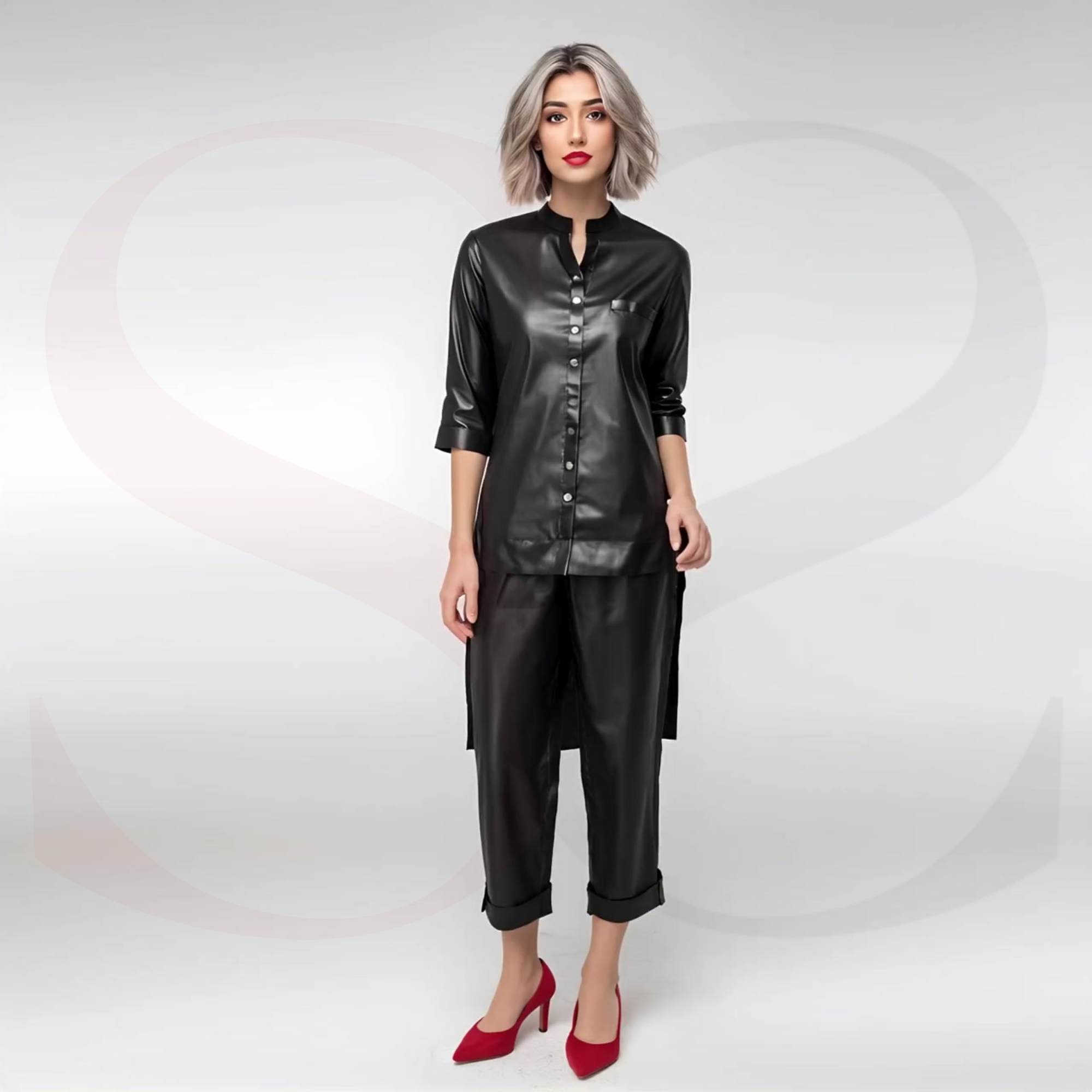 Bring Out Your Inner Icon With This Stylish Leather Two Piece Set Outfit
