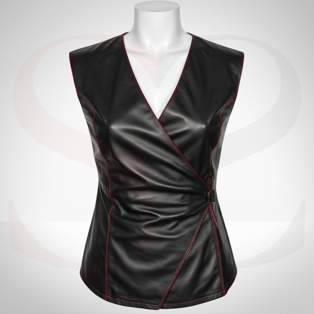 Stylish Womens Leather Wrap Top