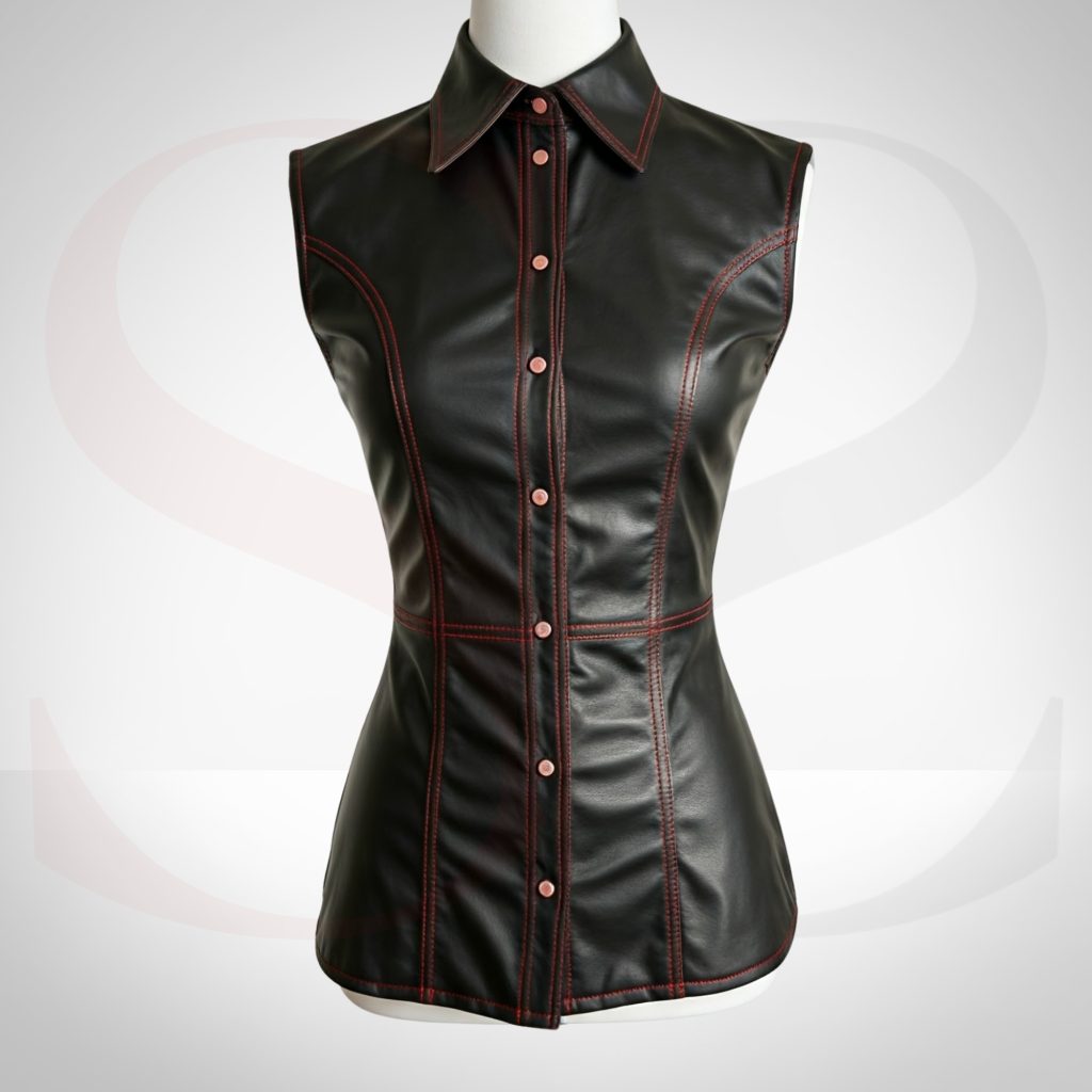 Black Leather Button Down Shirt