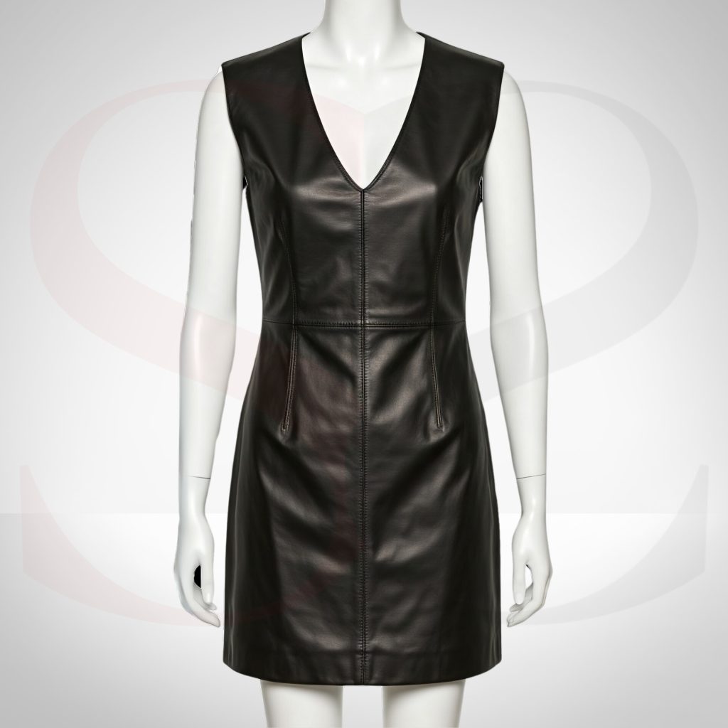 Black Leather Sleeveless Dress