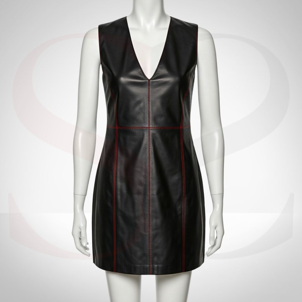 Black Leather Sleeveless Mini Dress