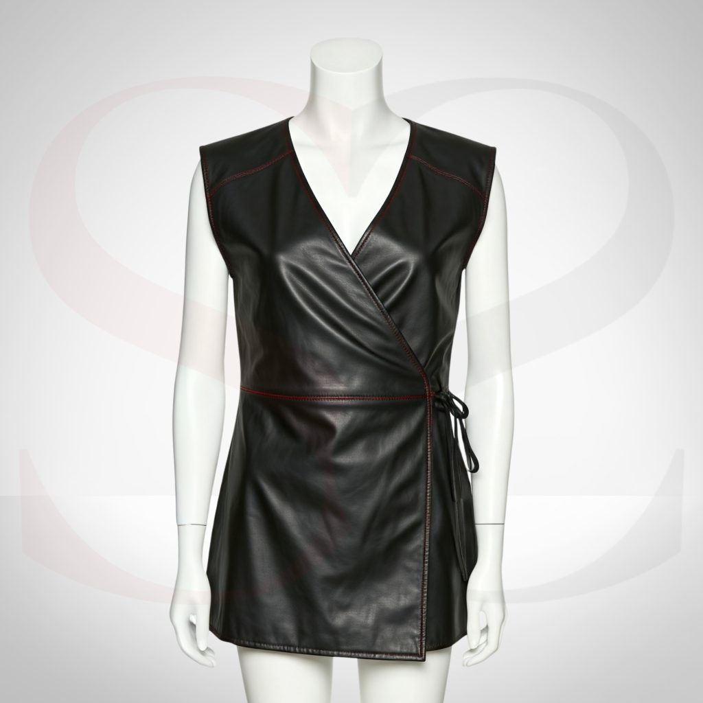 Black Leather Wrap Dress