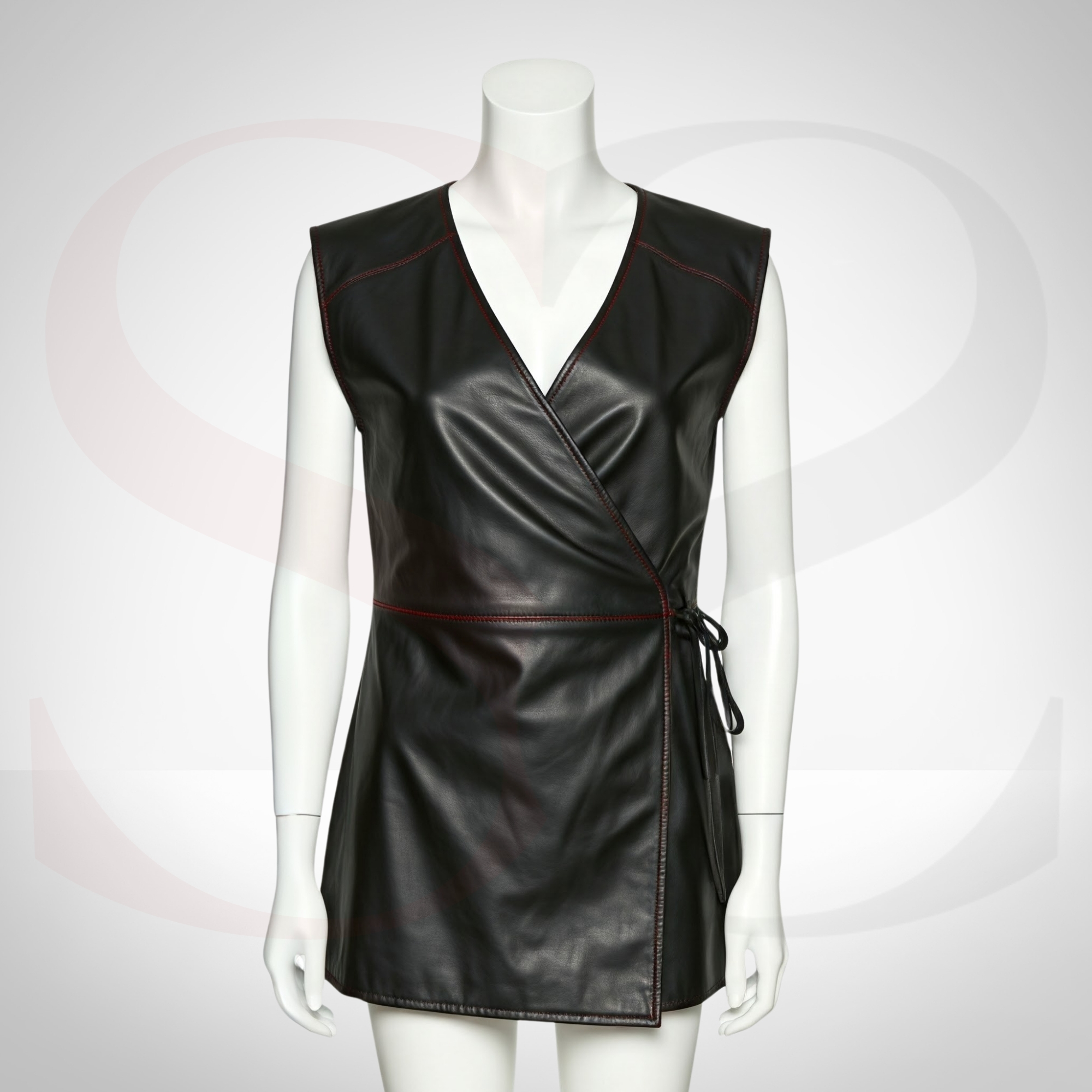 Showcase Your Contours and Chic Attitude With This Black Leather Wrap Dress