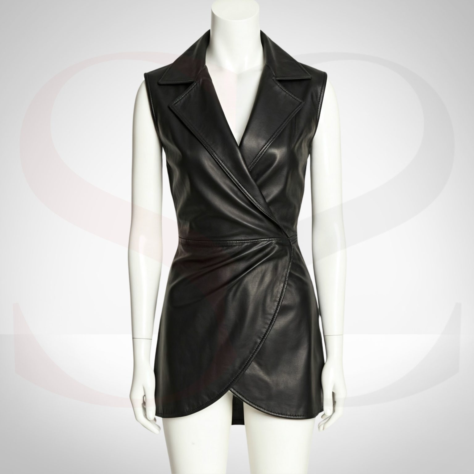 Bodycon Black Leather Wrap Dress Bold, Elegant & Timeless — free download