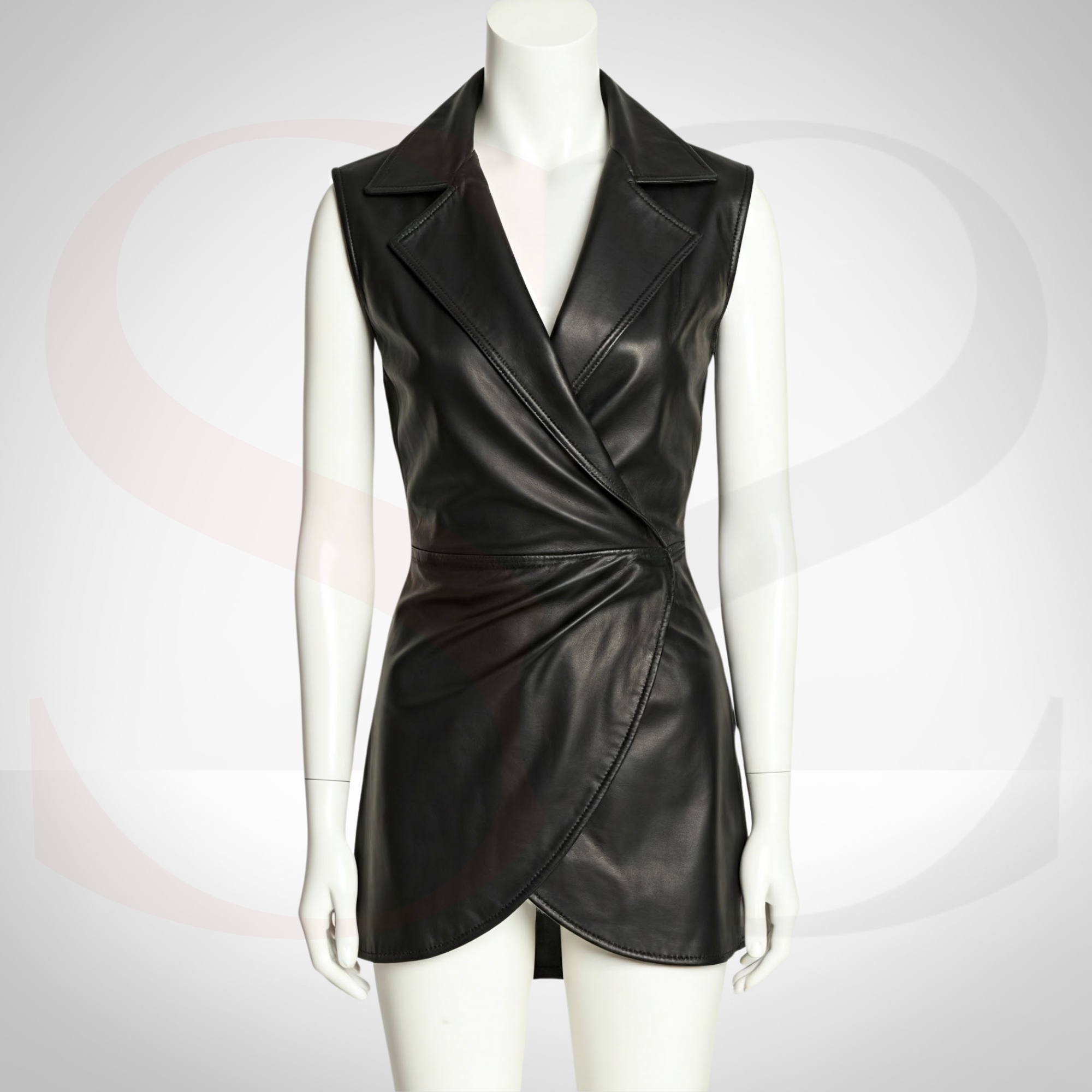 Blend Bold Elegance and Street Edge With This Bodycon Black Leather Wrap Dress