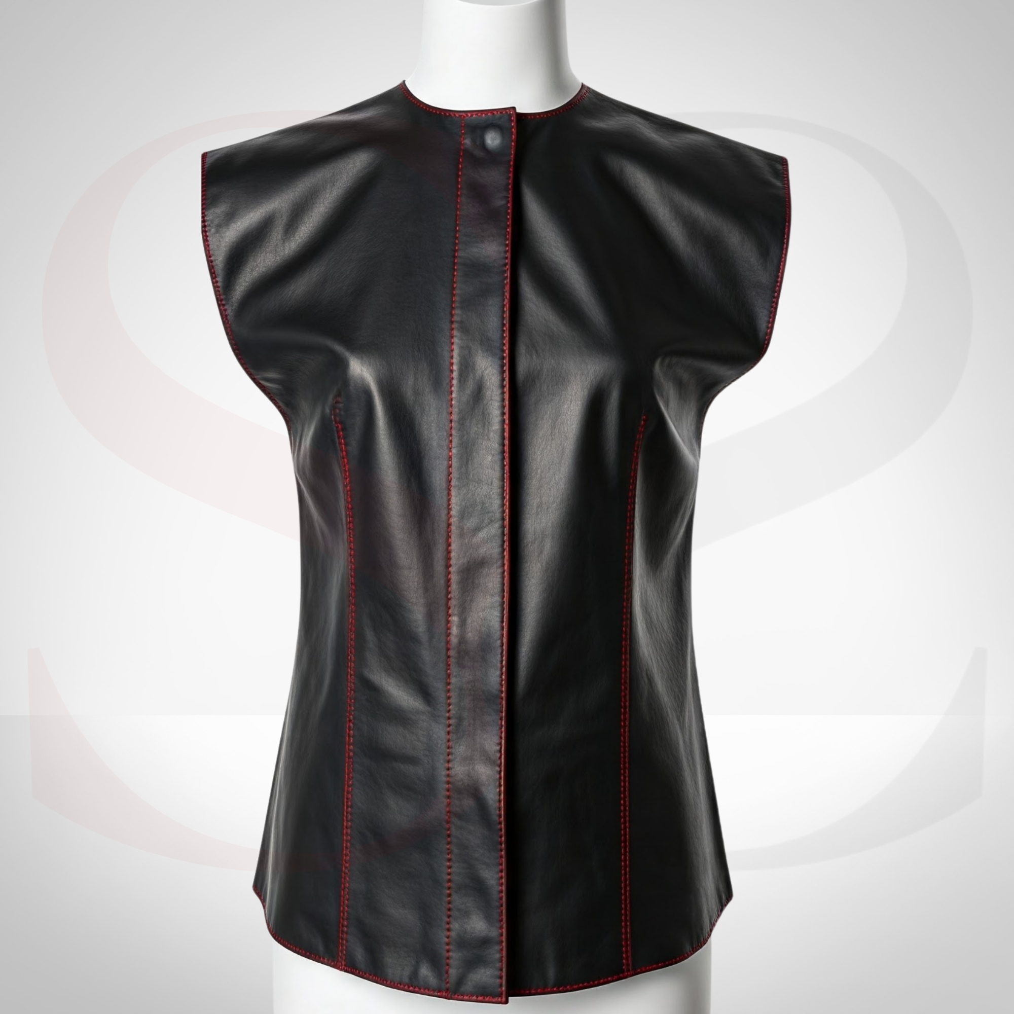 Unleash Your Form and Fashion-Forward Fire With This Designer Leather Cap Sleeve Top