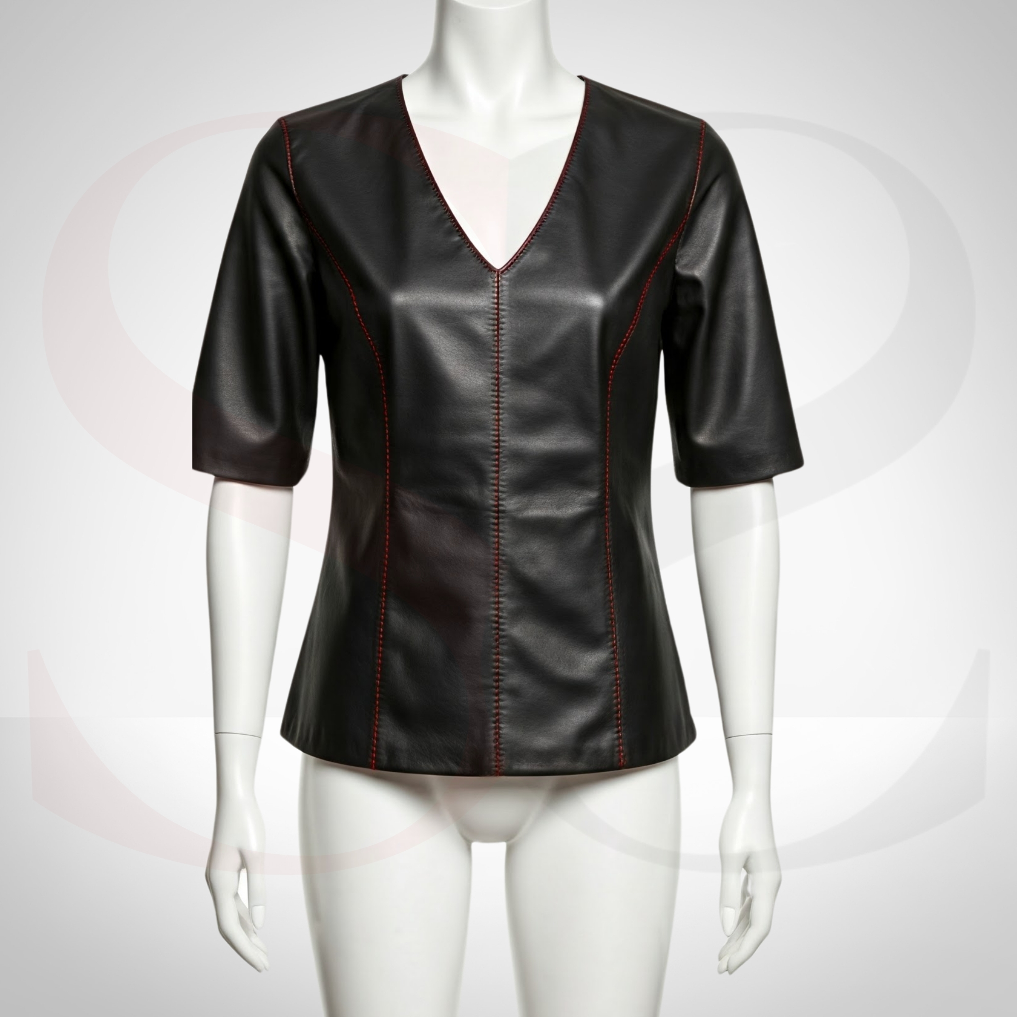 Redefine Casual Power Looks With This Designer Leather Short Sleeve Top