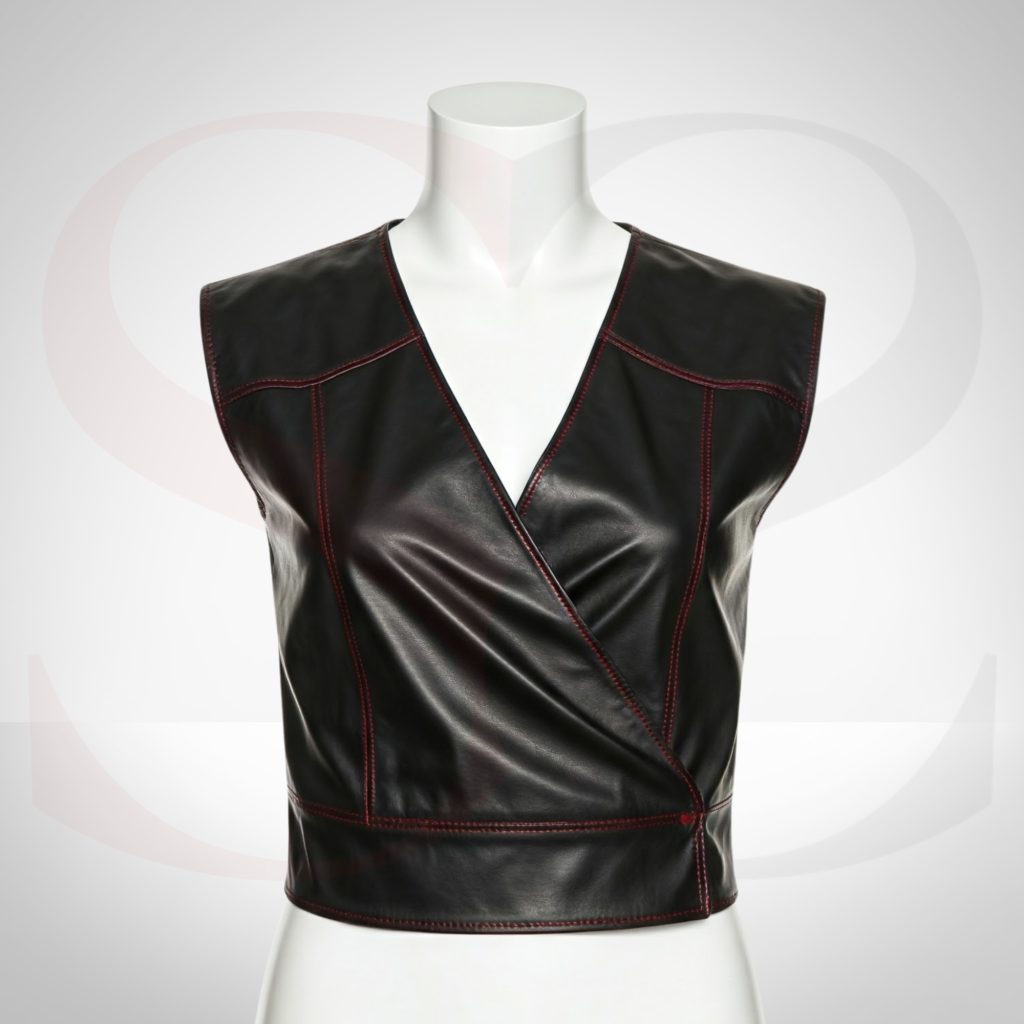 Fitted Leather Wrap Top
