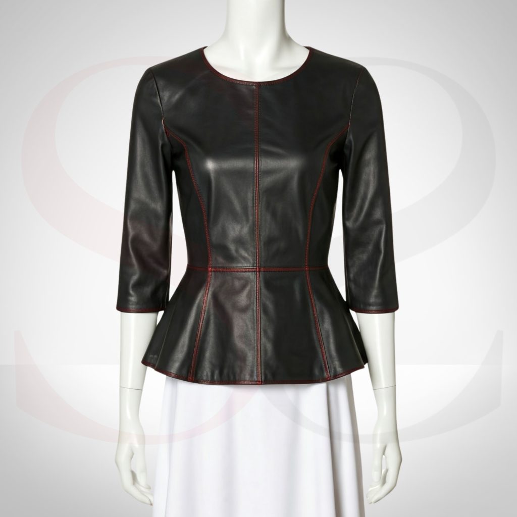 Genuine Leather Peplum Top