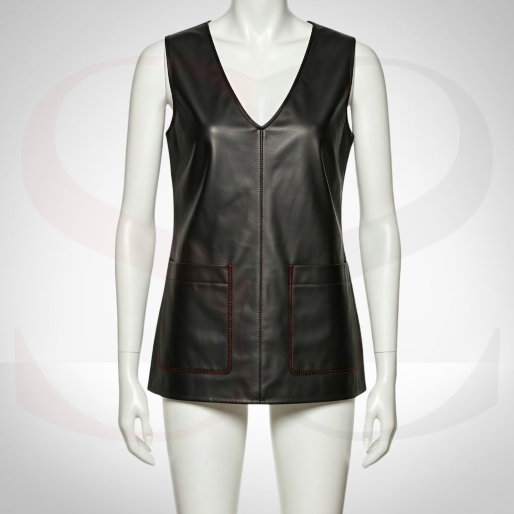 Iconic Black Leather Sleeveless Top