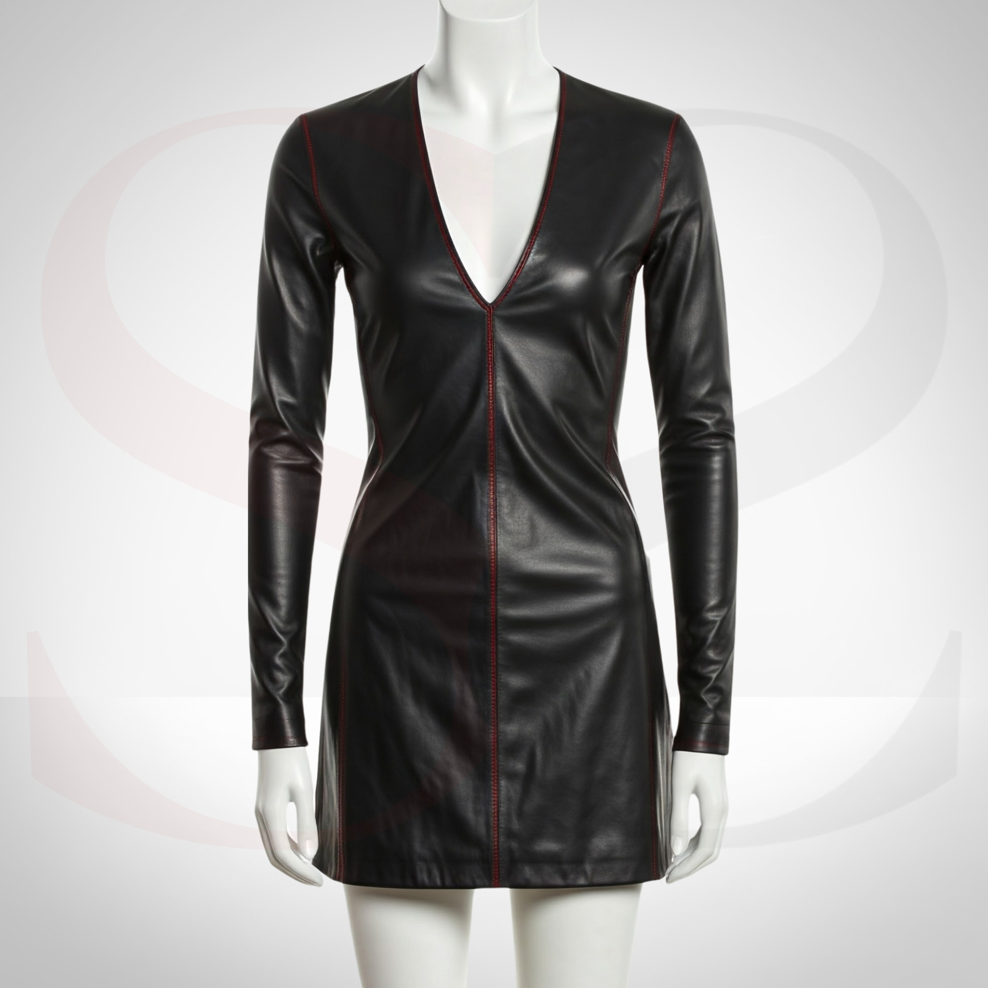 Showcase Unmatched Confidence With This Iconic Leather Bodycon Mini Dress