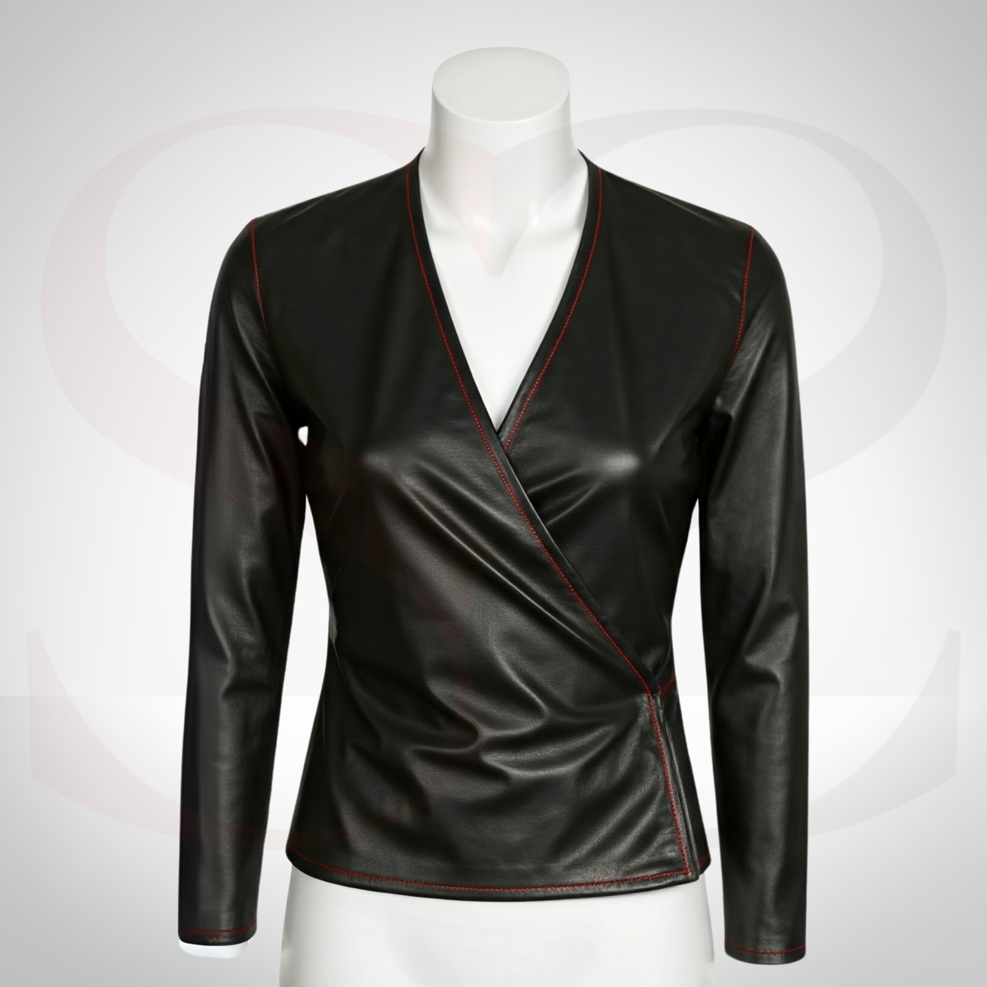 Wrap Your Body and Dazzle Effortlessly in This Long Sleeve Leather Wrap Top