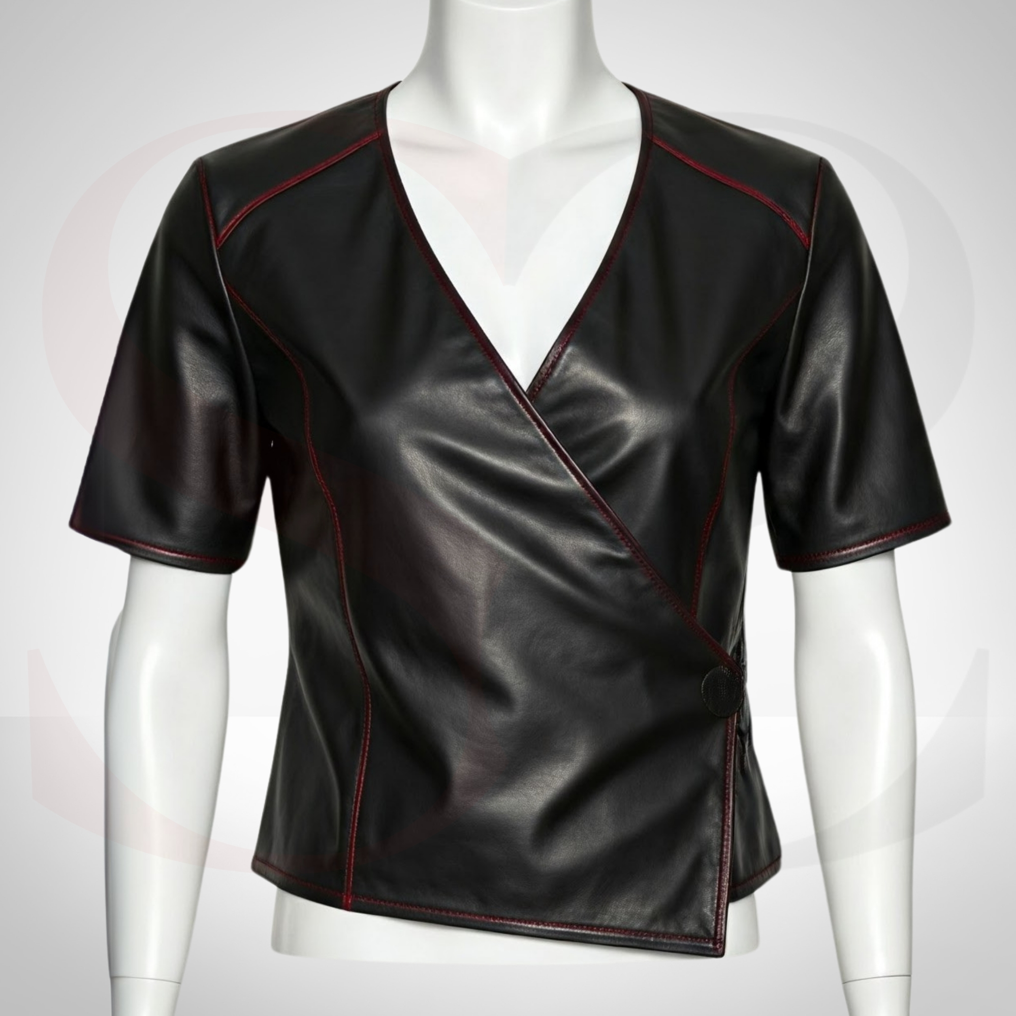 Make Every Day Fashion-Forward With This Short Sleeve Leather Wrap Top
