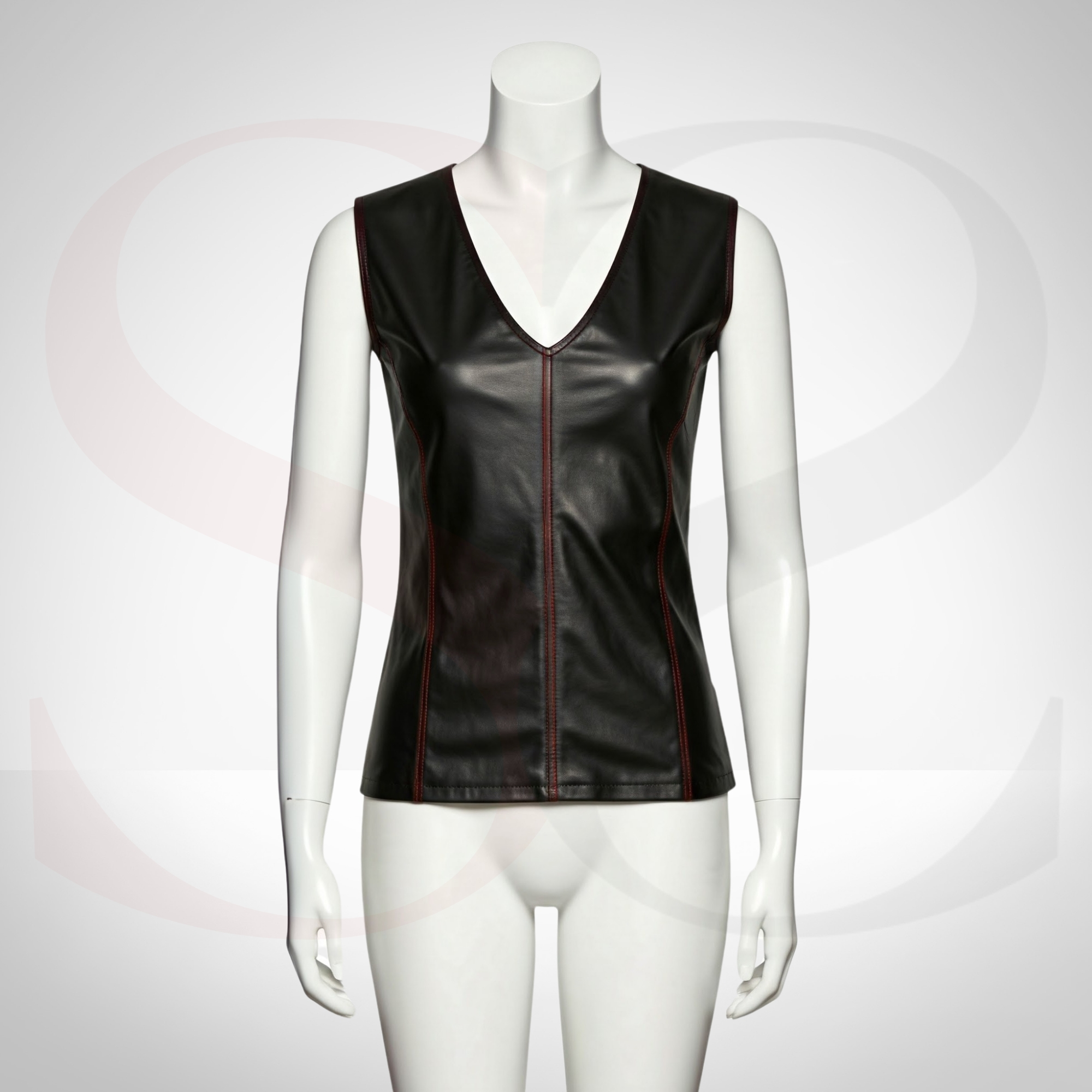 Frame Your Figure and Stand Out With This Chic Sleeveless Black Leather Top