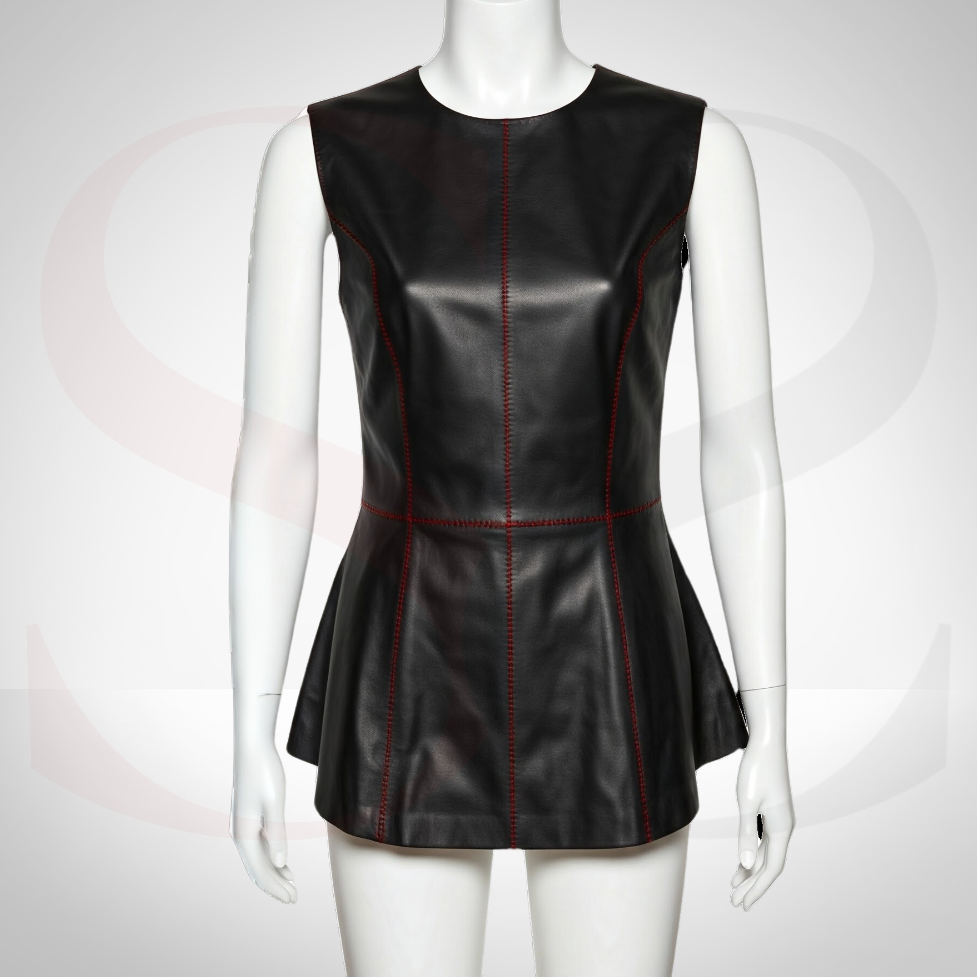 Empower Your Statement Style With This Sleeveless Leather Peplum Top