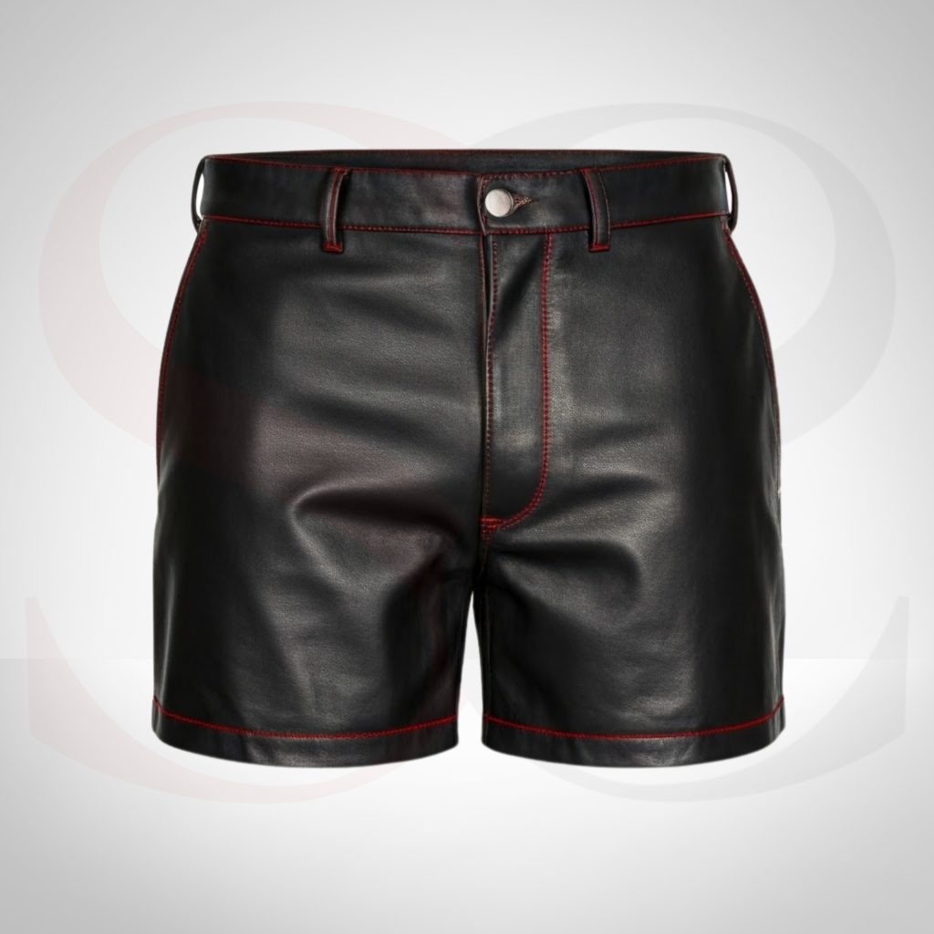 Stylish Black Biker Leather Shorts