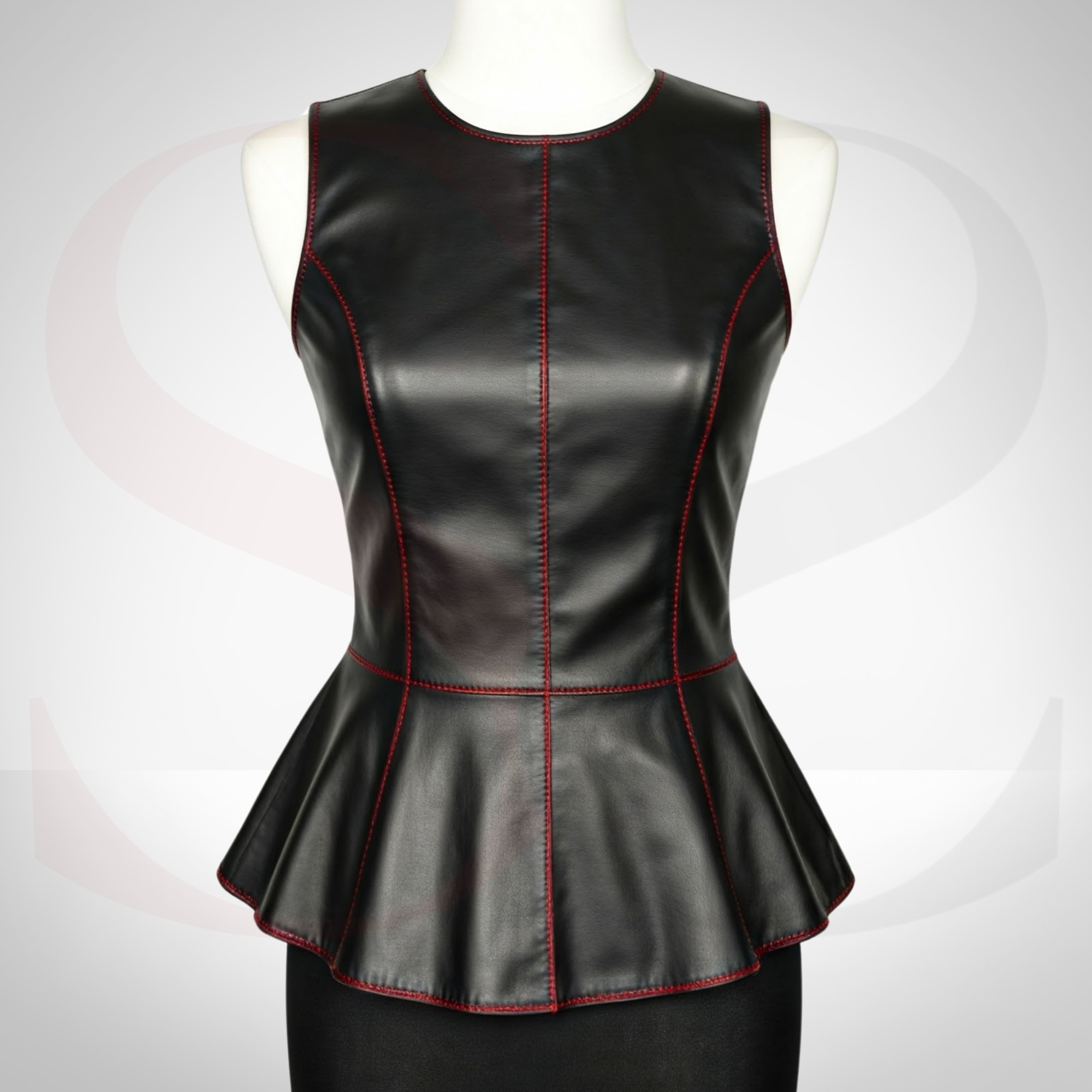 Celebrate Your Form and Inner Fire With This Stylish Black Leather Peplum Top