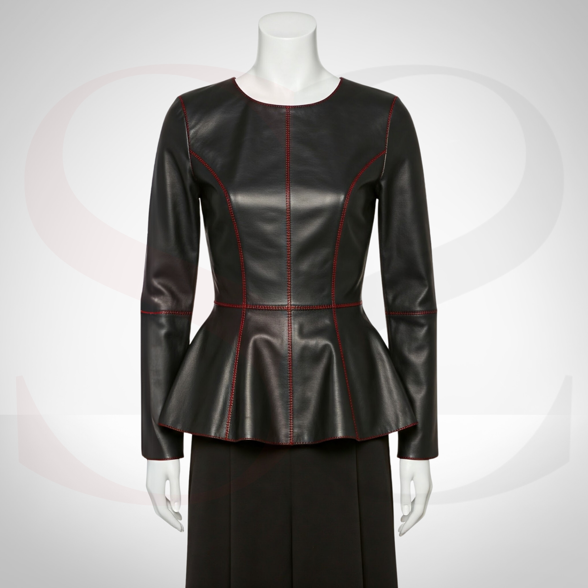 Channel Modern Femininity and Bold Edge With This Womens Leather Peplum Blouse
