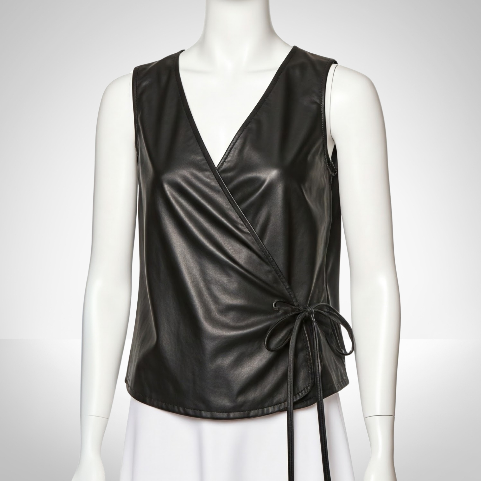 Honor Your Body and Boldness With This Womens Luxury Leather Wrap Top