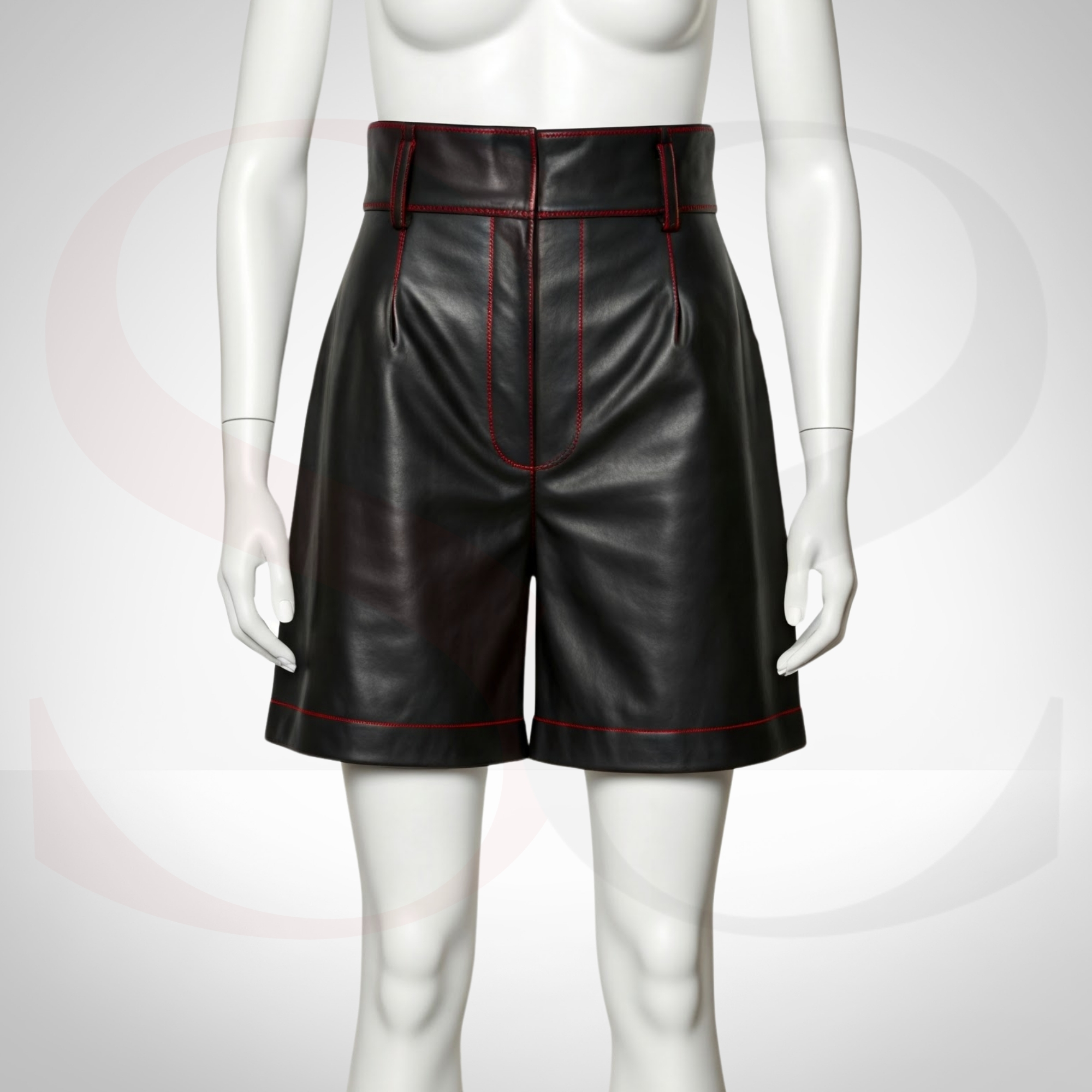 Embrace Every Stride In Style With These Designer Matte Black Leather Shorts