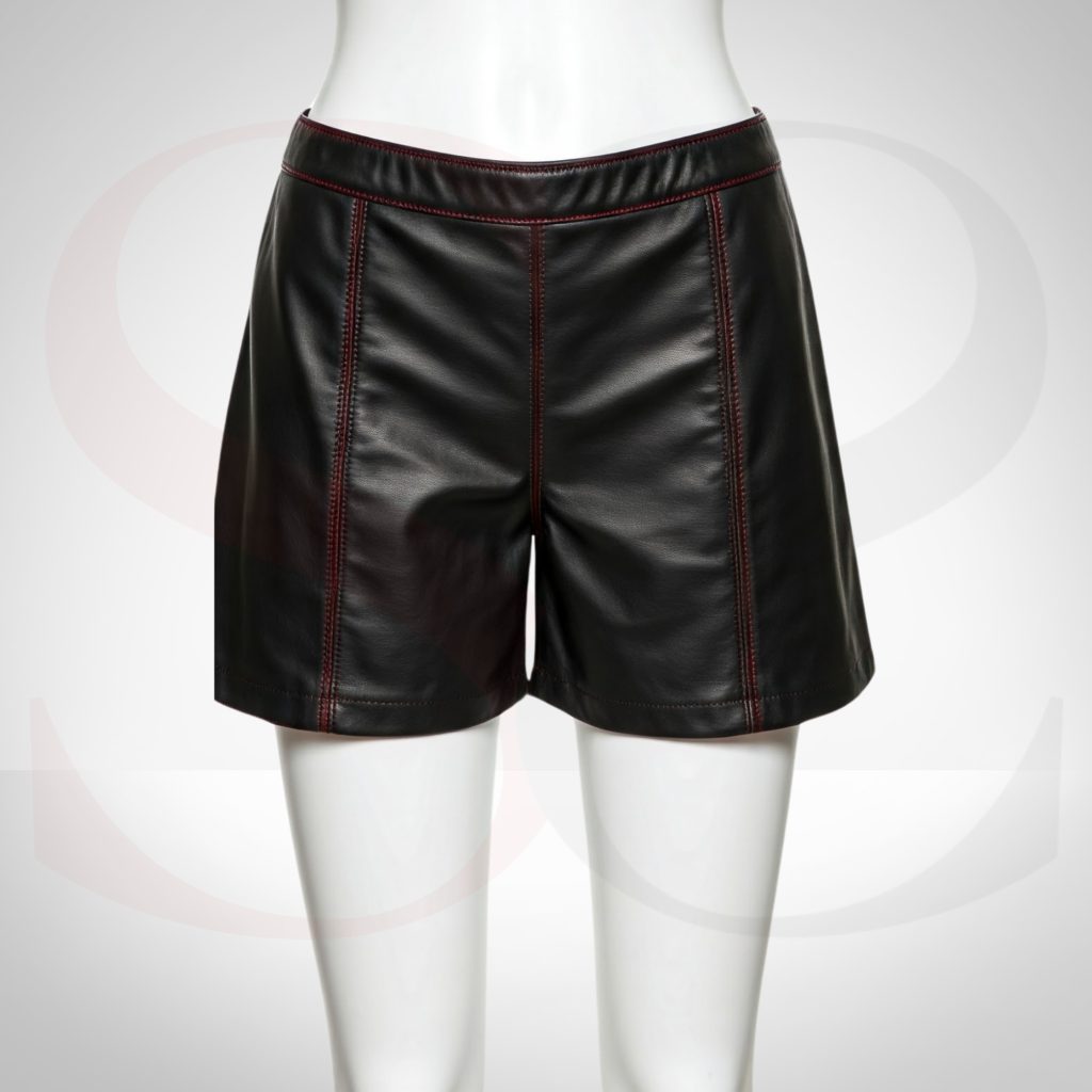 High Waisted Genuine Leather Shorts