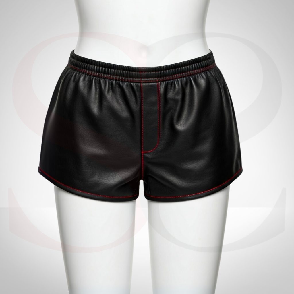 Womens Black Leather Gym Shorts